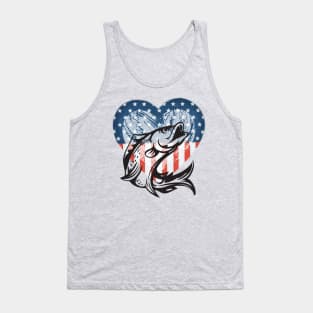 America Loves Bass Fishing (patriotic Heart + bass) Tank Top